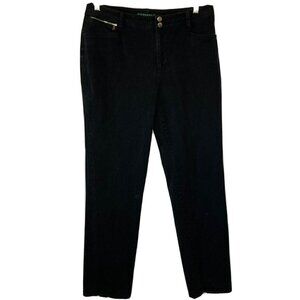 Lauren Ralph Lauren Womens Black Zipper Pocket Slim Stretch Twill Denim Pants-10